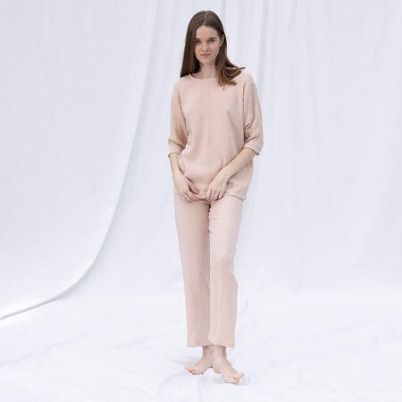 %100 Müslin Pamuk 3/4 Kol Bluz Somon S-M - Serli Keçoğlu Koleksiyonu - 1