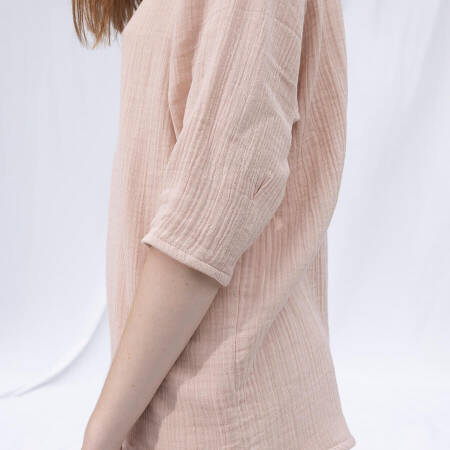 %100 Müslin Pamuk 3/4 Kol Bluz Somon S-M - Serli Keçoğlu Koleksiyonu - 4