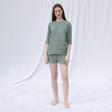 %100 Müslin Pamuk Şort Çağla S-M - Serli Keçoğlu Koleksiyonu - 3