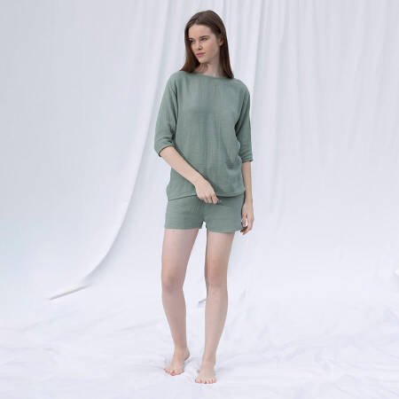 %100 Müslin Pamuk Şort Çağla S-M - Serli Keçoğlu Koleksiyonu - 4