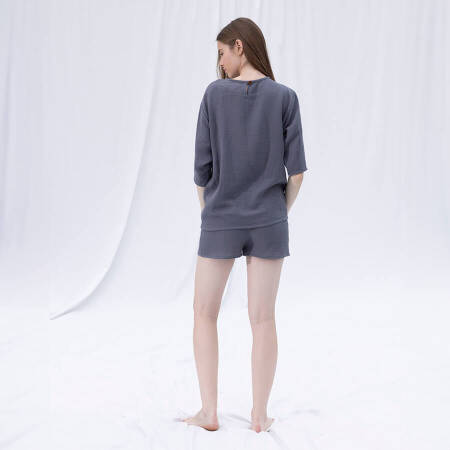 %100 Müslin Pamuk Şort Koyu Gri S-M - Serli Keçoğlu Koleksiyonu - 3