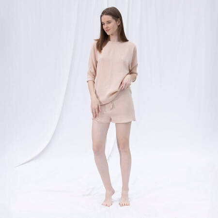 %100 Müslin Pamuk Şort Somon S-M - Serli Keçoğlu Koleksiyonu - 2