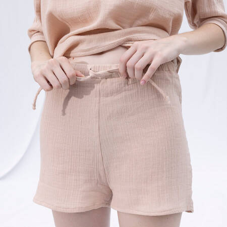 %100 Müslin Pamuk Şort Somon S-M - Serli Keçoğlu Koleksiyonu - 6