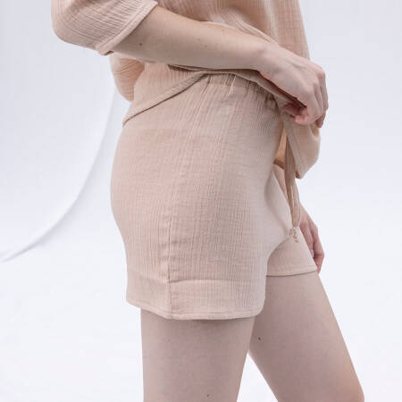 %100 Müslin Pamuk Şort Somon S-M - Serli Keçoğlu Koleksiyonu - 7