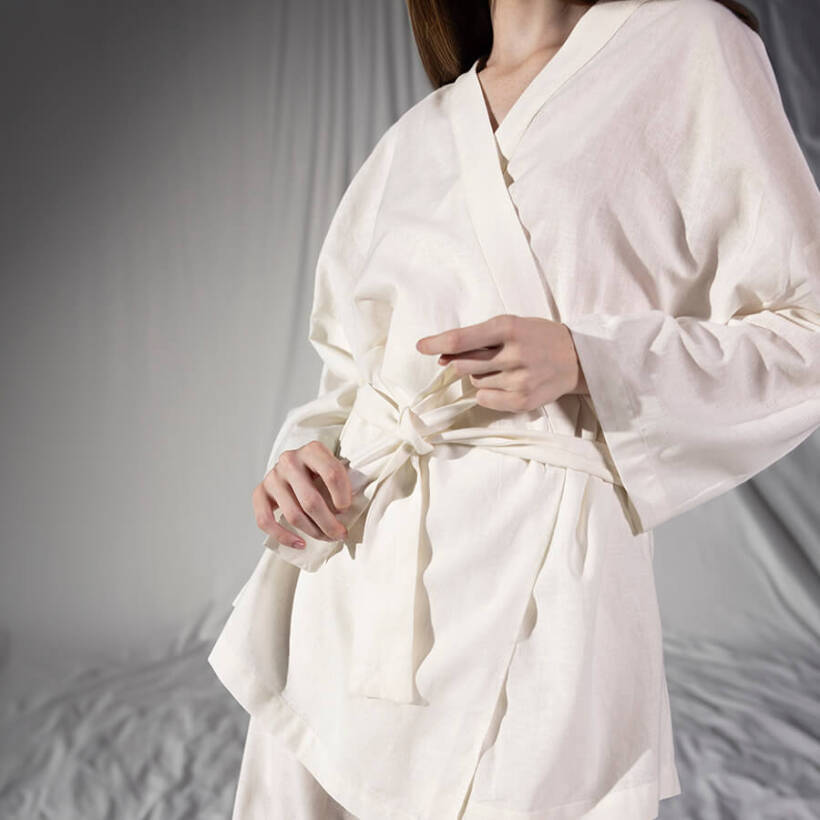 by Serli Keçoğlu Müslin Uzun Kimono Beyaz L-XL - 