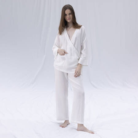 by Serli Keçoğlu Müslin Uzun Kimono Beyaz S-M - 1