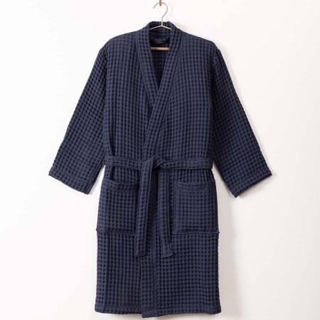 %100 Pamuk Bornoz L/XL Lacivert - Eve Serisi - 1