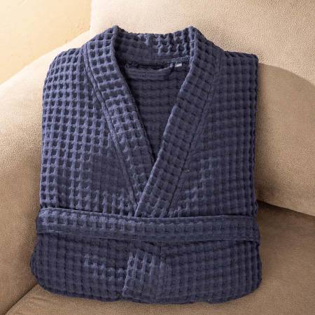 %100 Pamuk Bornoz L/XL Lacivert - Eve Serisi - 6