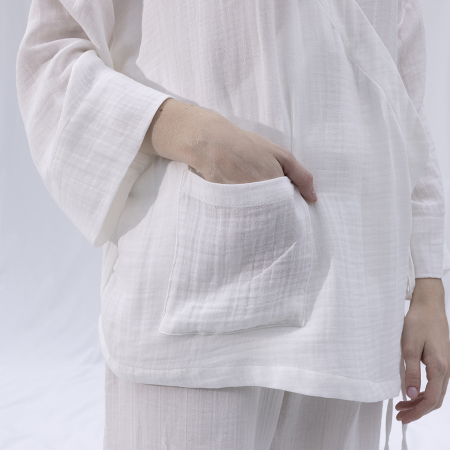 by Serli Keçoğlu Müslin Uzun Kimono Beyaz - 3