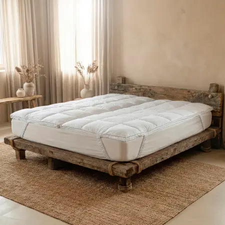 Tüy Geçirmez 2'ye Ayrılabilen %100 Kaz Tüyü Topper 180x200 cm - Piume Classic Comfort - 1