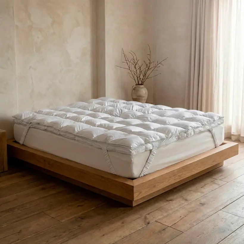 %100 Kaz Tüyü Dolgulu Fermuarlı 2'ye Ayrılabilen Topper 160x200 cm - Piume Pro Comfort - Penelope