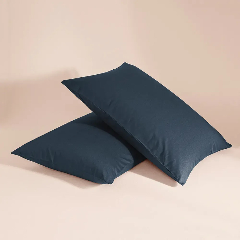 %100 Pamuk Percale 2'li Yastık Kılıfı Lacivert - Pure Serisi - 