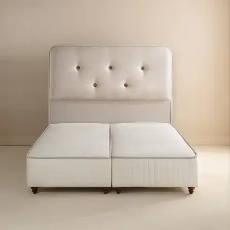 Saf Keten Kumaş Kaplama Ahşap Yatak Başlığı 200x140 cm - Victorian - 1