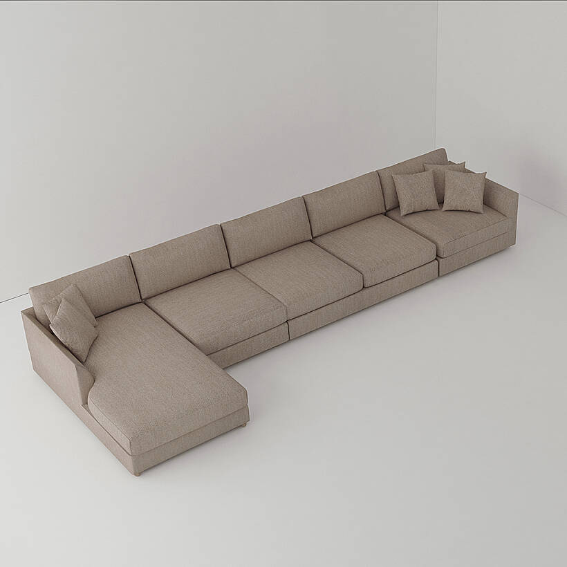 Sofa Plume 2’li Kolsuz Modül 160 x 97 cm | Plainfry Kumaş - Kahve Keten - 