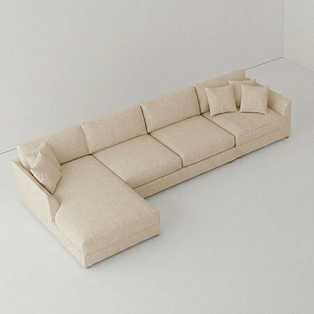 Sofa Plume 2’li Kolsuz Modül 160 x 97 cm | Plainfry Kumaş - Krem Dokulu - 2