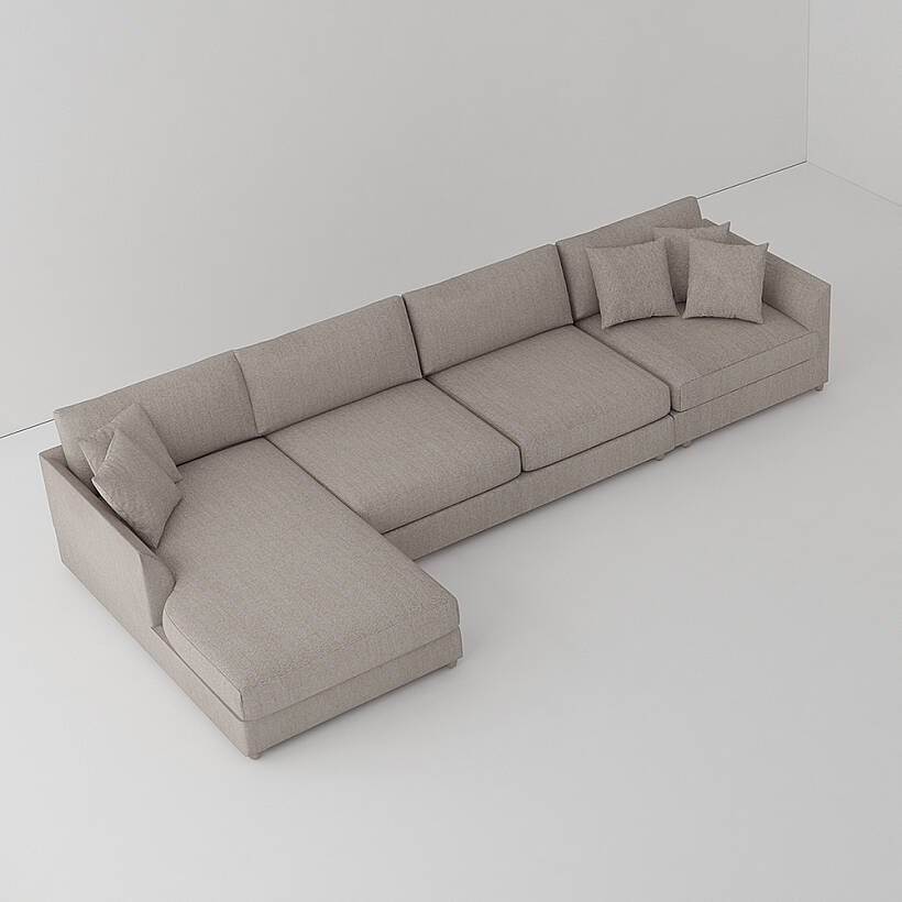 Sofa Plume 2’li Kolsuz Modül 160 x 97 cm | Space Kumaş - Gri - 