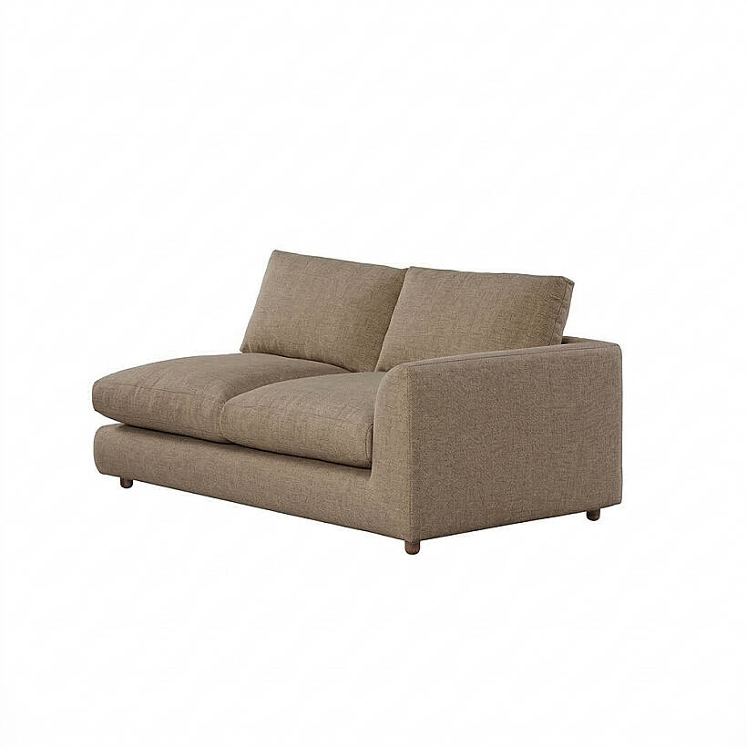 Sofa Plume 2’li Tek Kollu Sağ Köşe Modül 180 x 97 cm | Plainfry Kumaş - Kahve Keten - 