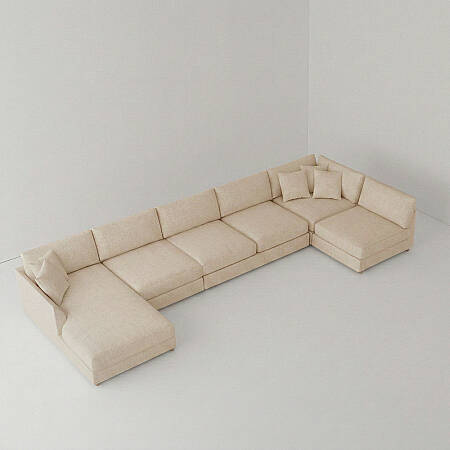 Sofa Plume 2’li Tek Kollu Sağ Köşe Modül 180 x 97 cm | Plainfry Kumaş - Krem Dokulu - 2