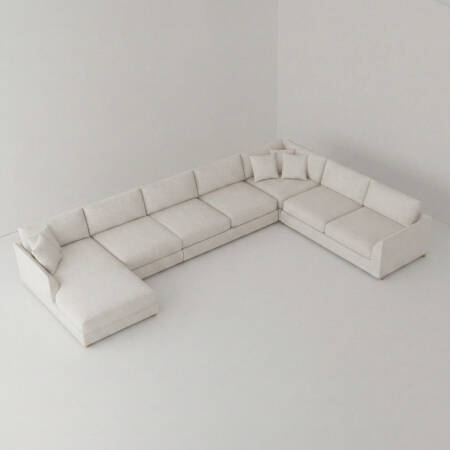 Sofa Plume 2’li Tek Kollu Sağ Köşe Modül 180 x 97 cm | Space Kumaş - Beyaz Dokulu - 12