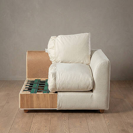 Sofa Plume 2’li Tek Kollu Sol Köşe Modül 180 x 97 cm | Plainfry Kumaş - Krem Dokulu - 3