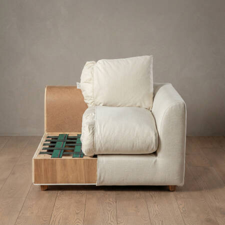 Sofa Plume 2’li Tek Kollu Sol Köşe Modül 180 x 97 cm | Space Kumaş - Beyaz Dokulu - PENELOPE (1)