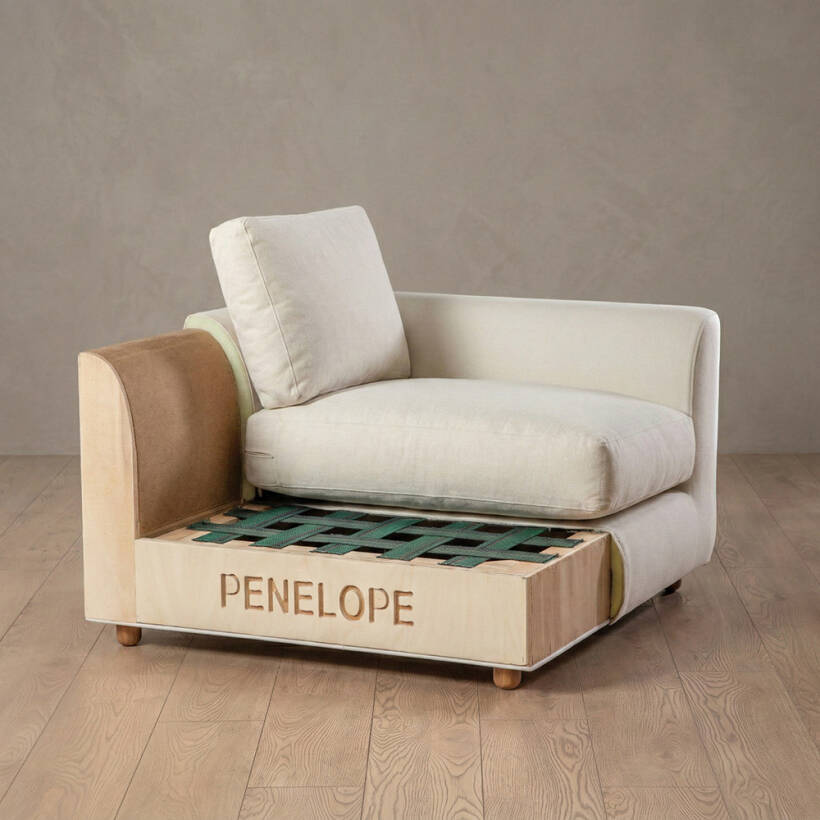 Sofa Plume 2’li Tek Kollu Sol Köşe Modül 180 x 97 cm | Space Kumaş - Beyaz Dokulu - 