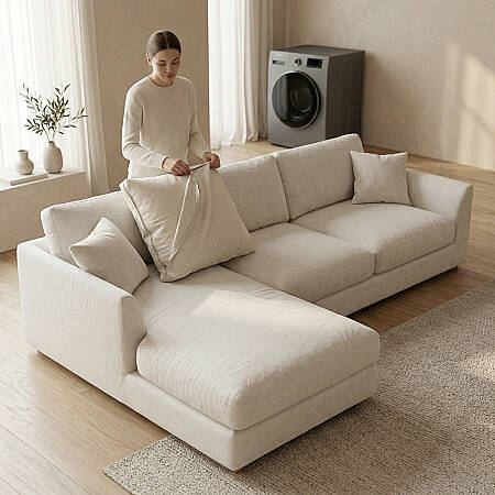 Sofa Plume 2’li Tek Kollu Sol Köşe Modül 180 x 97 cm | Space Kumaş - Krem - 2