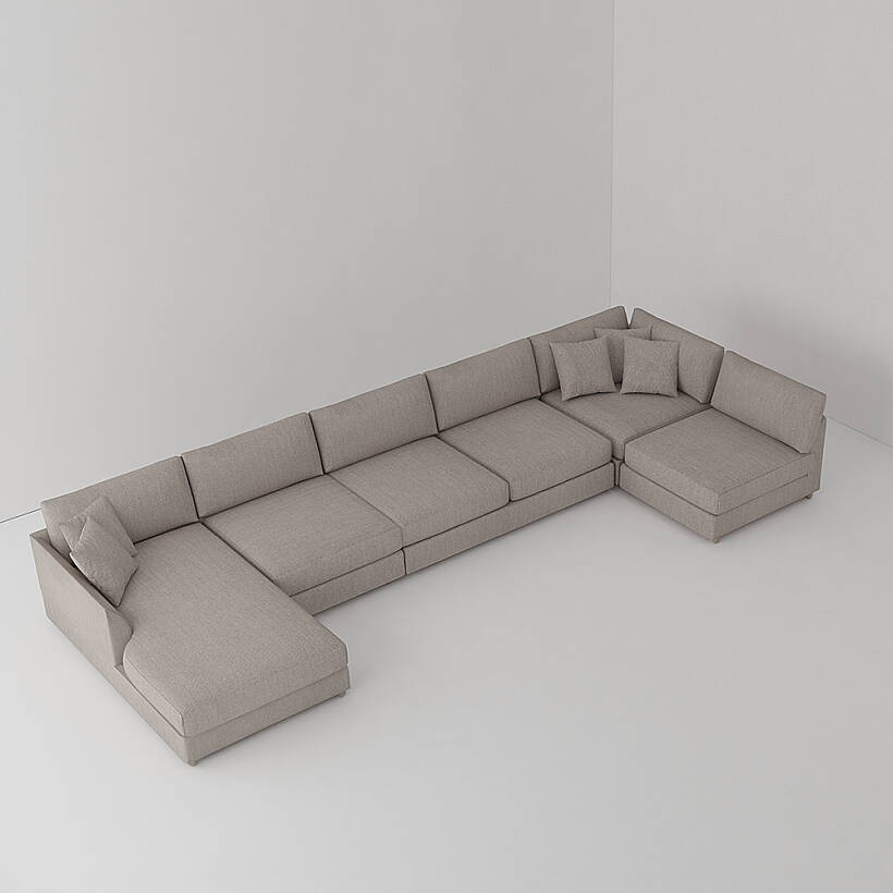 Sofa Plume 2’li Tek Kollu Sol Köşe Modül 180 x 97 cm | Space Kumaş - Gri - 