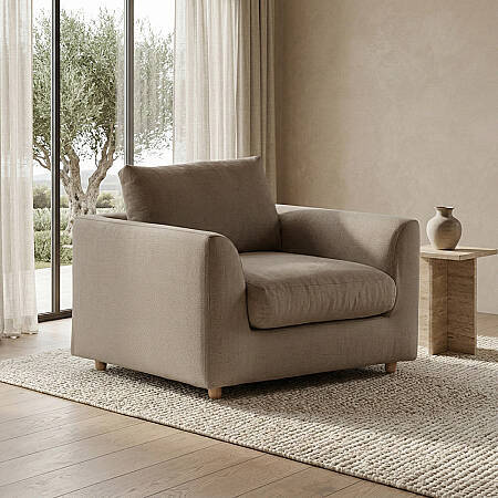 Sofa Plume Berjer 100 x 97 cm | Plainfry Kumaş - Kahve Keten - 1