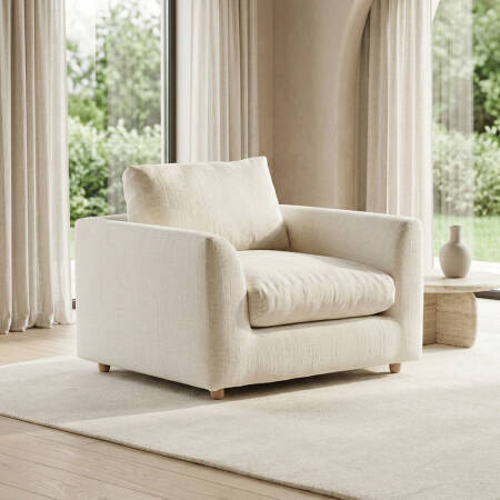 Sofa Plume Berjer 100 x 97 cm | Plainfry Kumaş - Beyaz Keten - PENELOPE