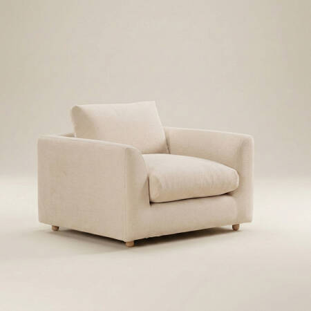 Sofa Plume Berjer 100 x 97 cm | Plainfry Kumaş - Beyaz Keten - PENELOPE (1)