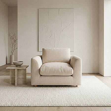 Sofa Plume Berjer 100 x 97 cm | Plainfry Kumaş - Krem Dokulu - 1