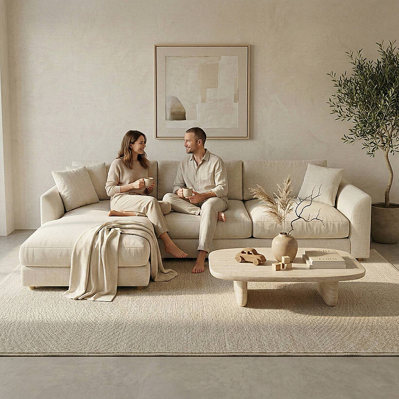 Sofa Plume Berjer 100 x 97 cm | Plainfry Kumaş - Krem Dokulu - 