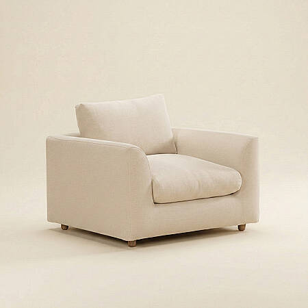 Sofa Plume Berjer 100 x 97 cm | Plainfry Kumaş - Krem Dokulu - PENELOPE (1)