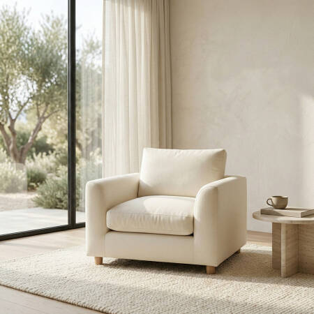 Sofa Plume Berjer 100 x 97 cm | Space Kumaş - Beyaz Dokulu - PENELOPE