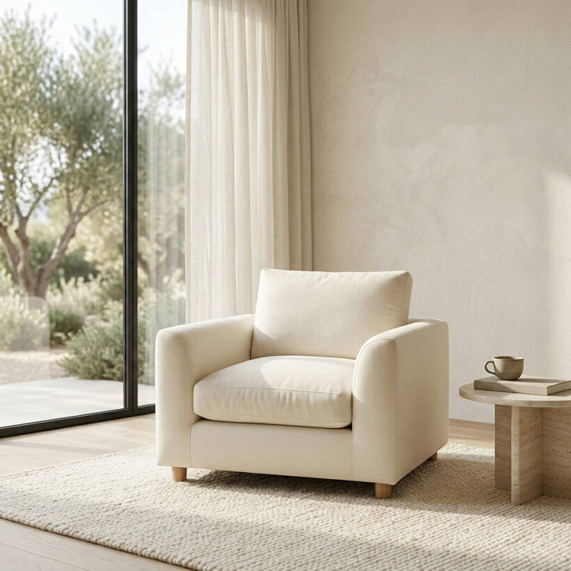 Sofa Plume Berjer 100 x 97 cm | Space Kumaş - Beyaz Dokulu - PENELOPE