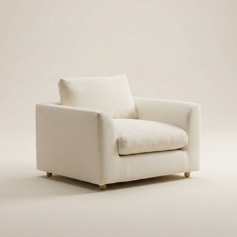 Sofa Plume Berjer 100 x 97 cm | Space Kumaş - Beyaz Dokulu - 