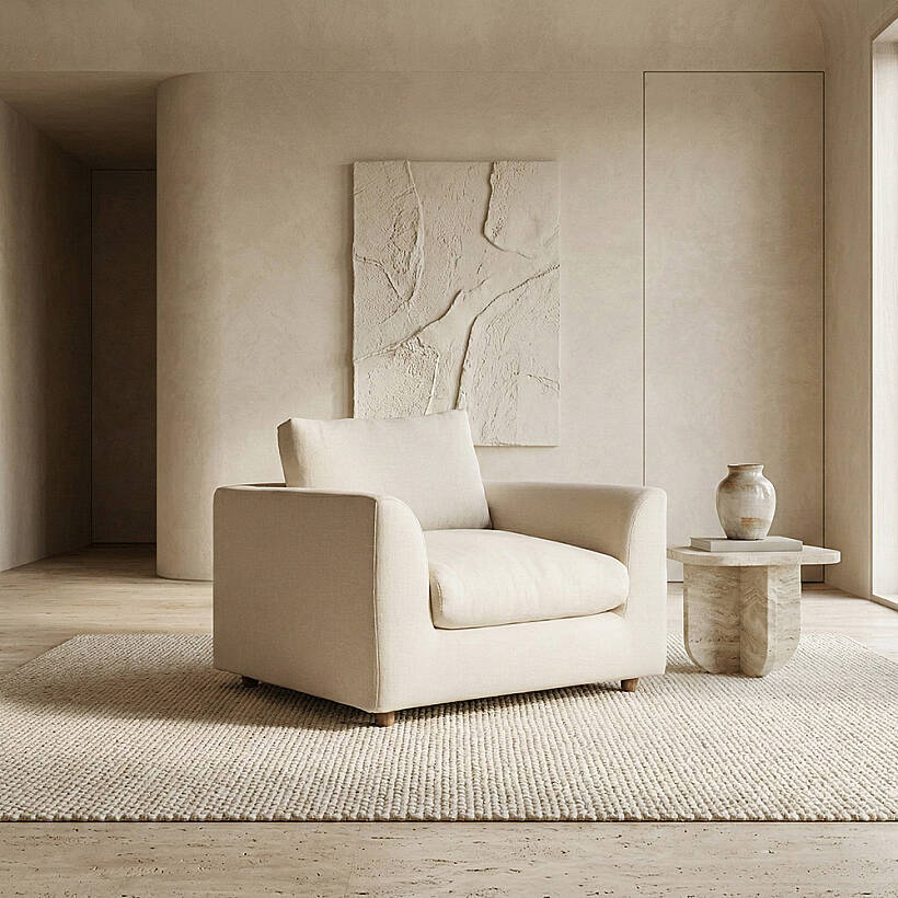 Sofa Plume Berjer 100 x 97 cm | Space Kumaş - Krem - PENELOPE