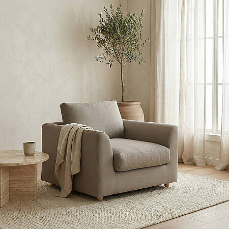 Sofa Plume Berjer 100 x 97 cm | Space Kumaş - Gri - PENELOPE