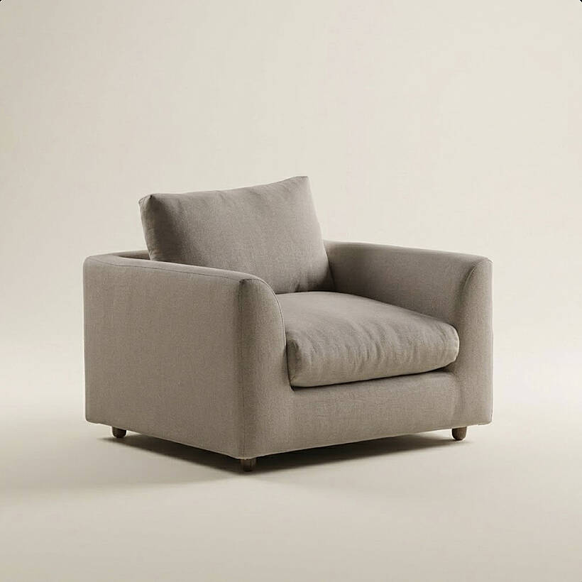 Sofa Plume Berjer 100 x 97 cm | Space Kumaş - Gri - 