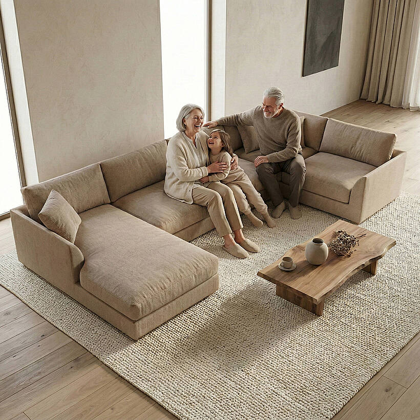 Sofa Plume Kollu Sağ Köşe Modül 98 x 97 cm | Plainfry Kumaş - Kahve Keten - 