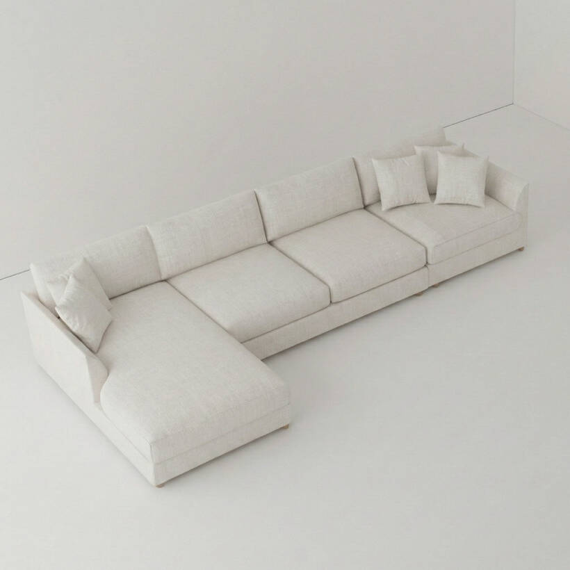 Sofa Plume Kollu Sağ Köşe Modül 98 x 97 cm | Plainfry Kumaş - Beyaz Keten - 