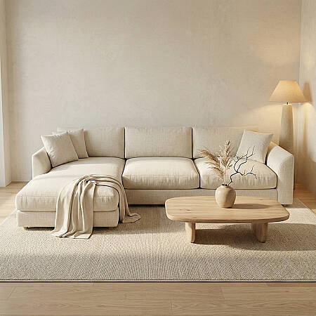 Sofa Plume Kollu Sağ Köşe Modül 98 x 97 cm | Plainfry Kumaş - Krem Dokulu - 3