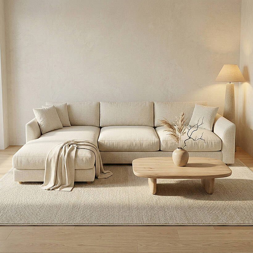 Sofa Plume Kollu Sağ Köşe Modül 98 x 97 cm | Plainfry Kumaş - Krem Dokulu - 