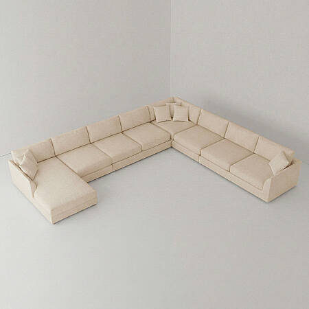 Sofa Plume Kollu Sağ Köşe Modül 98 x 97 cm | Plainfry Kumaş - Krem Dokulu - PENELOPE (1)