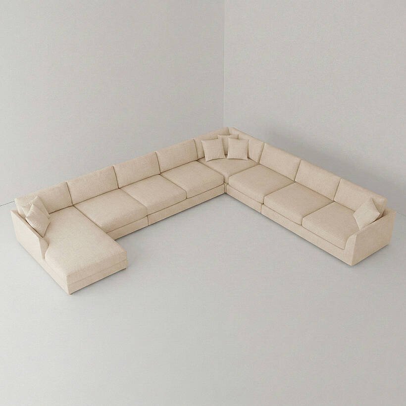 Sofa Plume Kollu Sağ Köşe Modül 98 x 97 cm | Plainfry Kumaş - Krem Dokulu - 