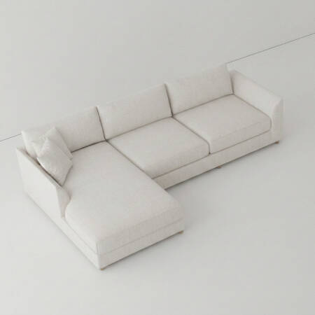 Sofa Plume Kollu Sol Köşe Modül 98 x 97 cm | Plainfry Kumaş - Beyaz Keten - 3