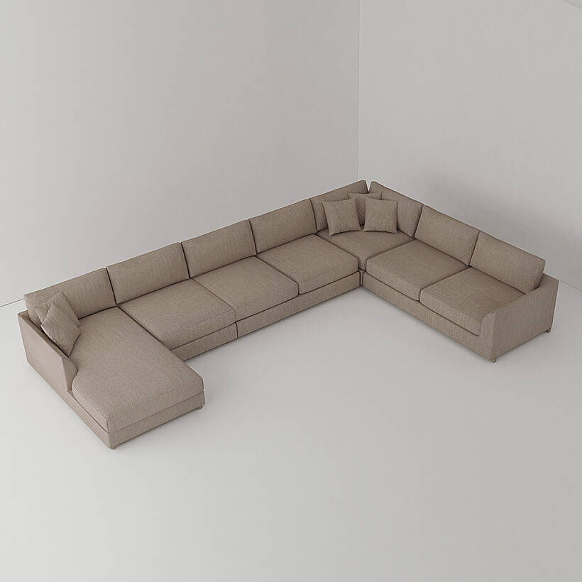 Sofa Plume Relax Sağ Köşe Modül 98 x 170 cm | Plainfry Kumaş - Kahve Keten - 