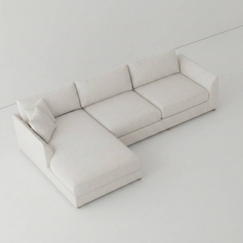 Sofa Plume Relax Sağ Köşe Modül 98 x 170 cm | Plainfry Kumaş - Beyaz Keten - 