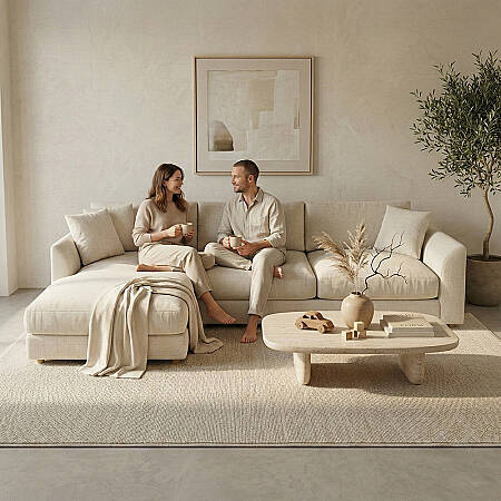 Sofa Plume Relax Sağ Köşe Modül 98 x 170 cm | Plainfry Kumaş - Krem Dokulu - 3